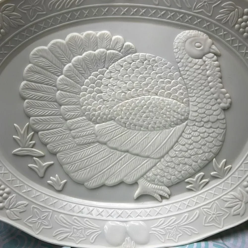 Vintage White Himark/Chesapeake Oval Turkey Serving Platter 17” x 13”